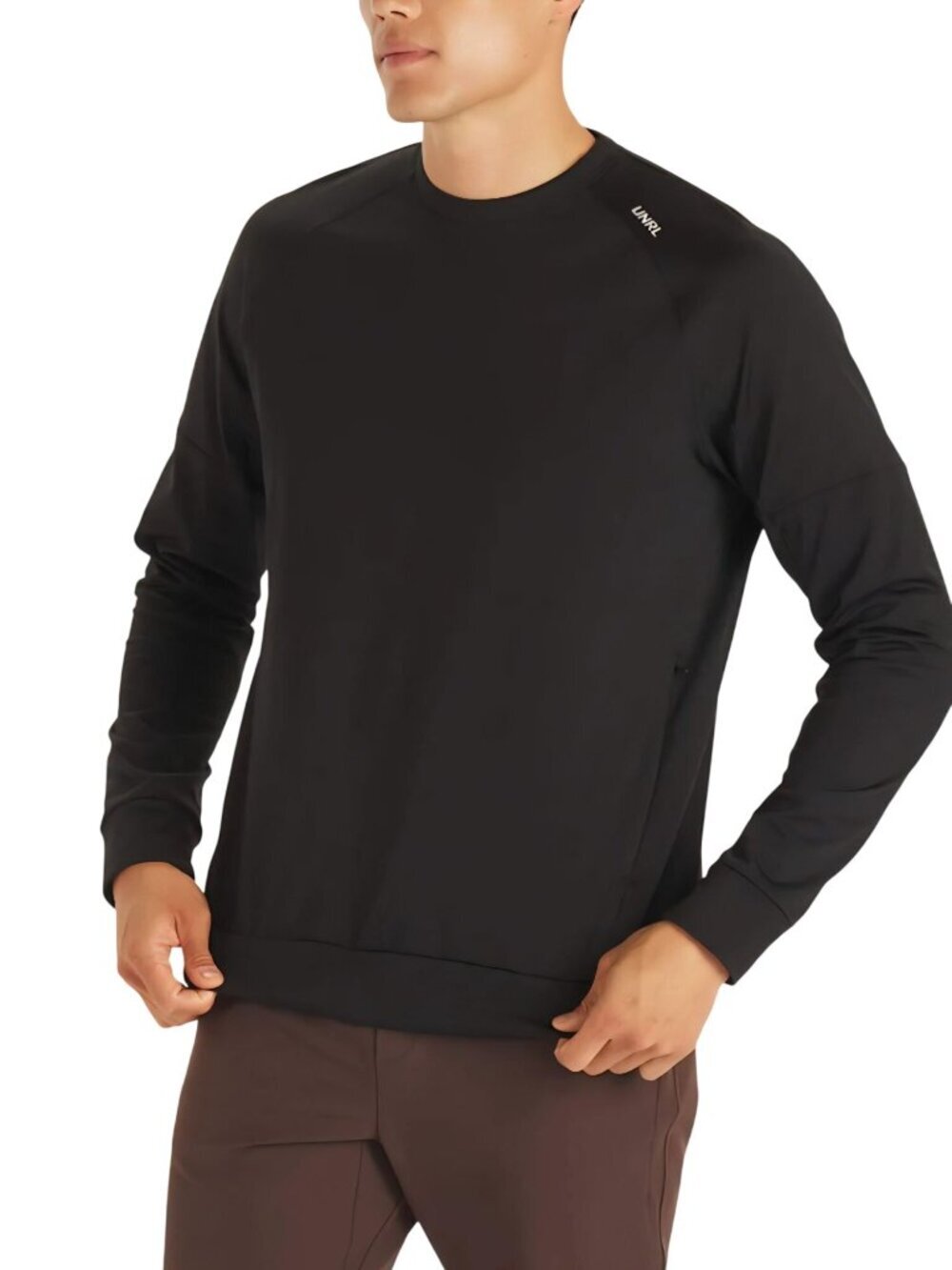 UNRL Crossover Crewneck Black Zip Pockets Heavyweight Golf Sports Size XL